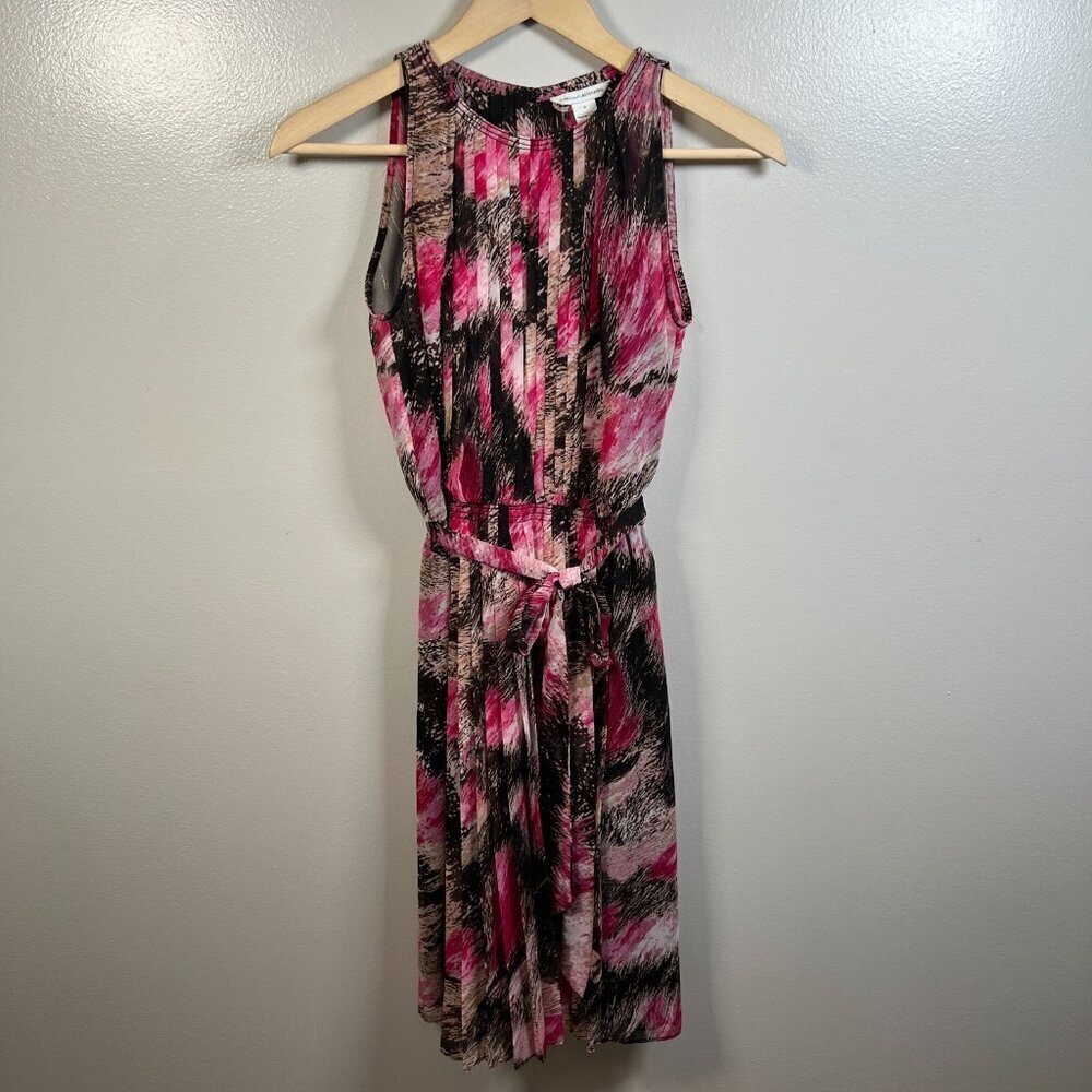 Diane Von Furstenberg DVF Ria Dress Size 0 Pink Black Belted Event Party Work